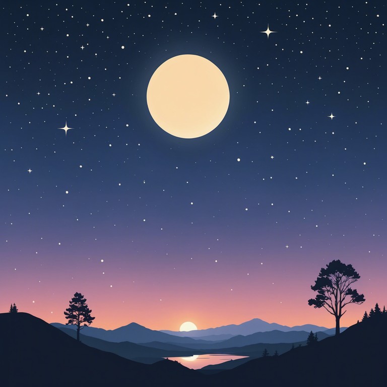 Imagine a slowly unfolding melody reminiscent of twilight skies gently transitioning to a star filled night, with soft synths underscoring an atmosphere of introspective tranquility.