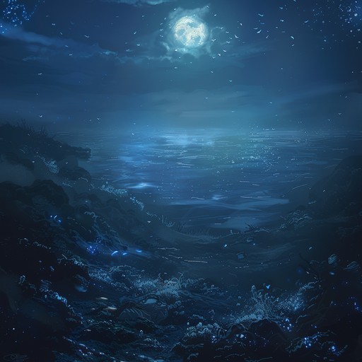 Imagine an underwater world at night, filled with mystic ambient drones and suspenseful, haunting melodies that capture the beauty and mystery of the ocean deep.