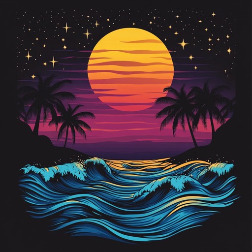 An instrumental chillwave composition featuring uplifting synth melodies and smooth guitar riffs, capturing the joy of carefree summer nights by the ocean, where warm breezes and shimmering stars create a magical atmosphere.