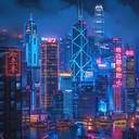 energetic synth waves driving through cityscapes at night