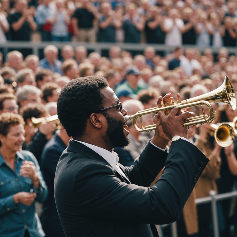 This alternative version continues to encapsulate the triumphant march but focuses more on the bold and vibrant soundscape, creating a deeper sense of achievement and determination. The brassy tones echo the persistence and indomitable spirit of a hero's journey.