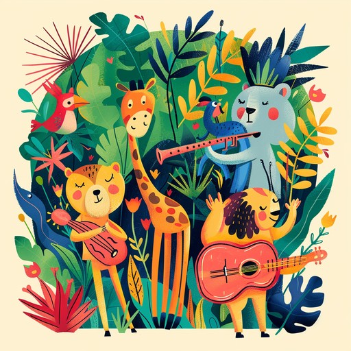 This upbeat nursery rhyme features whimsical sounds of jungle animals, creating a playful and engaging atmosphere for young listeners. The combination of rhythmic drum beats and melodic xylophone tunes makes it perfect for children's storytelling and sing alongs, promoting confidence and joy. Ideal for drawing kids into imaginative adventures in an animal filled jungle world.