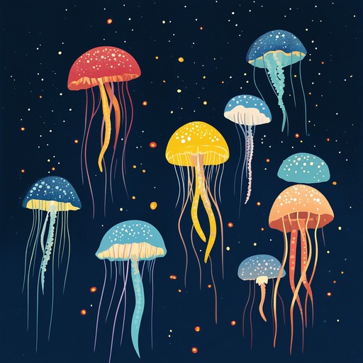 A playful and upbeat electronic instrumental featuring quirky synth leads and bouncy rhythms, painting a sonic picture of an underwater world filled with dancing neon jellyfish and fun adventures.