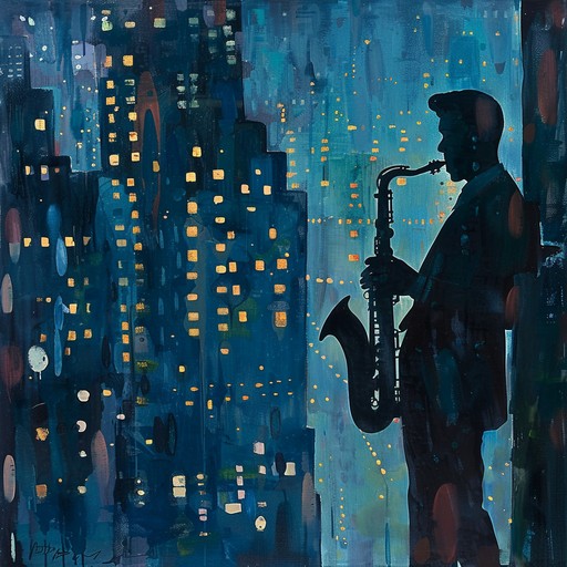 A sophisticated fusion of urban hip hop beats and smooth jazz melodies, offering a refined, elegant sound perfect for city nightscapes. The smooth saxophone, subtle piano chords, and intricate drum patterns blend seamlessly to evoke a cool, urban groove with streetwise sophistication.