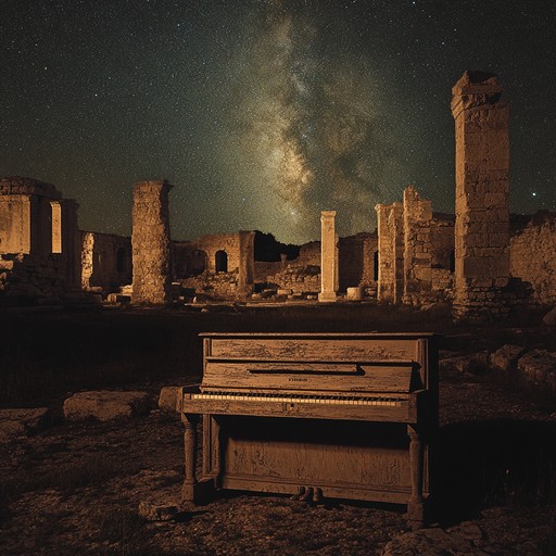 In this song, a solo piano channels the deep, echoing wisdom of ancient civilizations, creating a haunting yet beautiful soundscape that resonates with the echoes of a long lost past. The melody progresses like a journey through ruined temples and forgotten places, with each note uncovering old mysteries wrapped in timeless beauty.