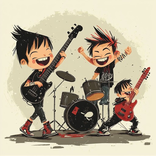 A tune that seamlessly blends playful innocence with an energetic rebellious streak, using catchy electric guitar riffs and fun sound effects to encourage kids to embrace their spirited side during playtime.