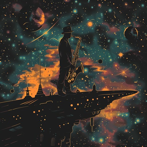 An adventurous mix of traditional jazz and futuristic sounds, this piece takes listeners on a cosmic voyage, combining soulful saxophone with synthetic soundscapes to evoke vast, mysterious realms.