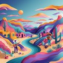 vibrant, rhythmic journey through vast desert landscapes