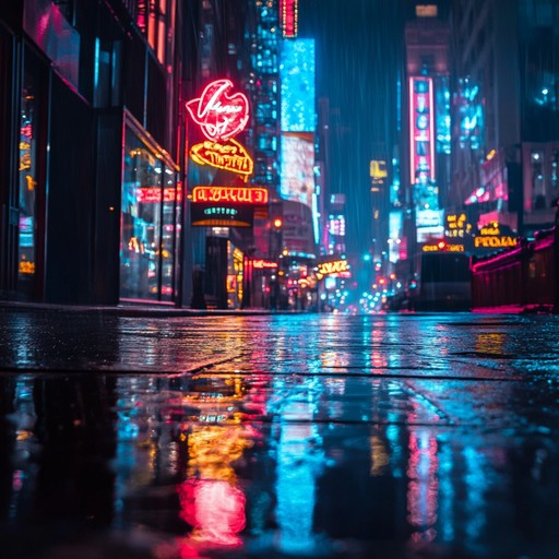 An instrumental piece that blends warm, soothing synthesizers with subtle rhythmic patterns, creating a serene atmosphere reminiscent of quiet city nights bathed in neon lights. The melody flows gracefully, evoking feelings of nostalgia and gentle introspection.