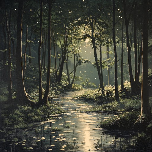 A flute sings softly, guiding listeners through a twilight forest filled with magical serenity and enchanting whispers