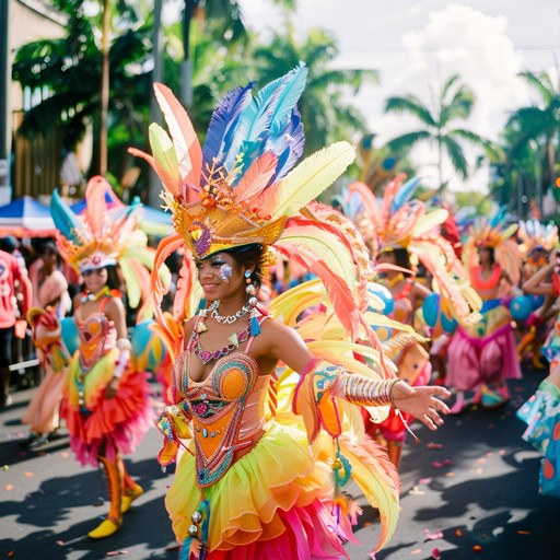 Experience a majestic blend of uplifting calypso rhythms and regal musical tones that celebrate the lively spirit of island royalty's carnival festivities. This instrumental piece evokes joyous celebrations under the caribbean sun.