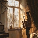 a soothing jazz piece with reflective saxophone harmonies