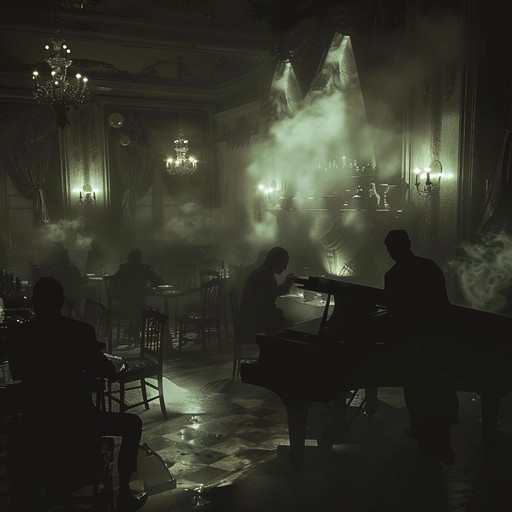 A hauntingly beautiful and subtly sinister lounge track that combines dark jazz with ghostly whispers and chilling piano keys. This composition offers an elegant yet eerie ambiance, ideal for a spooky, late night atmosphere or an unsettling lounge vibe.