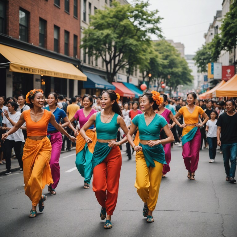 This track embodies the essence of a high energy, sunny day filled with joy and dance. The melody, structured around vibrant, playful rhythms, creates an atmosphere of a street festival where everyone is dancing without a care. The composition aims to transport the listener directly into a scene of laughter and dance under the clear blue sky.