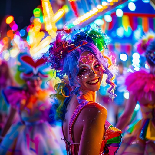 Experience the electrifying energy of a bustling carnival night, characterized by lively brass sections and infectious mambo rhythms. Perfect for celebrating life and igniting the dance floor.