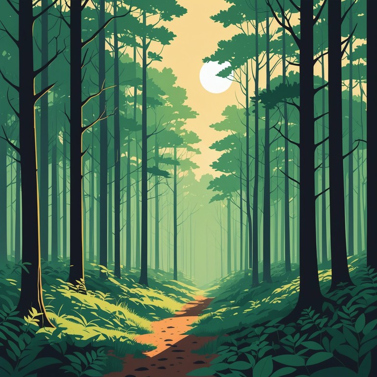 This track weaves the gentle sounds of a solo acoustic guitar with the ambient noises of a secluded forest, creating a serene soundscape that encourages contemplation and relaxation. Layers of subtle harmonies mimic the rustle of leaves and distant calls of wildlife, offering a peaceful retreat through music.