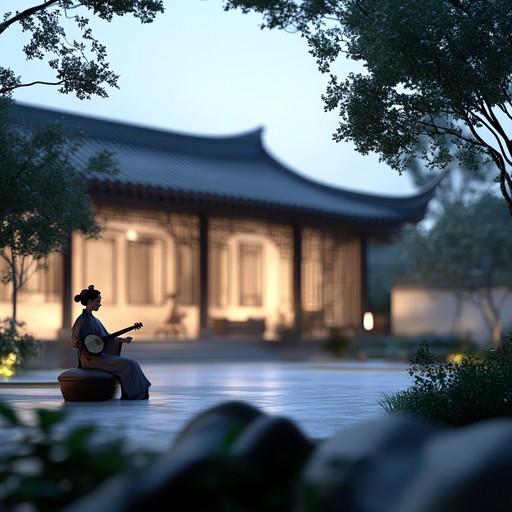 As the erhu's strings resonate, they create sounds that evoke images of a distant, tranquil past in dynastic china, blending beautifully with elements of nature and human emotion.