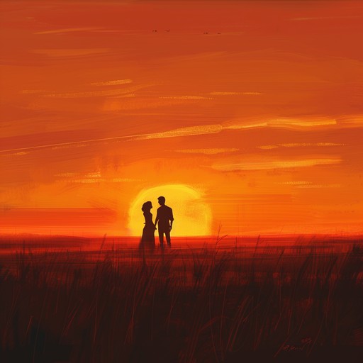 A tender instrumental piece featuring acoustic guitar and harmonica, evoking the serene and heartfelt moments of a romantic sunset on a vast prairie. The gentle interplay of strings and subtle harmonica flourishes creates an intimate and nostalgic atmosphere, perfect for reflecting on the simplicity and beauty of love in the heartland.