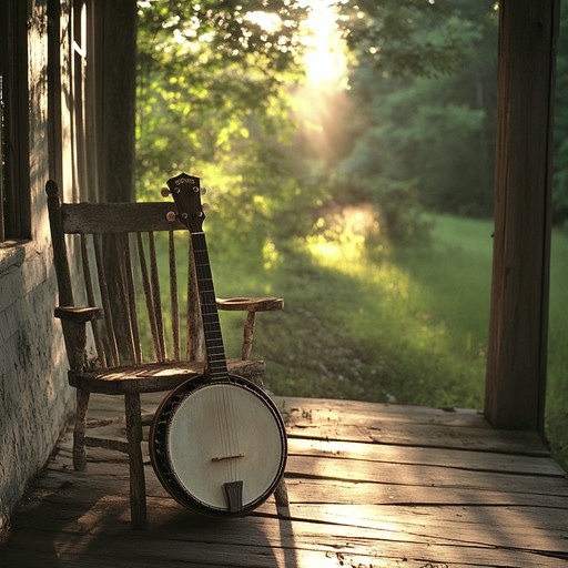 Picture a lazy summer afternoon on a wooden front porch, where the tranquil melodies of a harmonious banjo drift through the warm air. This instrumental composition captures the classic essence of bluegrass, invoking a sense of serene simplicity and contentment. The gentle strumming and intricate picking patterns weave together to create an atmosphere of pure, unhurried bliss.