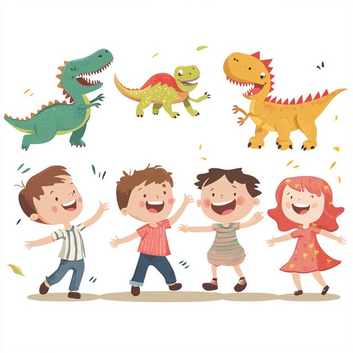 A thrilling journey back to the age of dinosaurs, filled with energetic and playful tunes perfect for encouraging children's activities. Bright melodies and rhythmic patterns evoke a sense of adventure.