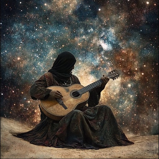 Embark on a celestial adventure as a futuristic troubadour. The soothing strum of the oud melds with electronic elements to evoke emotions of nostalgia and wonder. This instrumental piece takes listeners on a melodic journey through space and time, blending traditional and futuristic tones seamlessly.