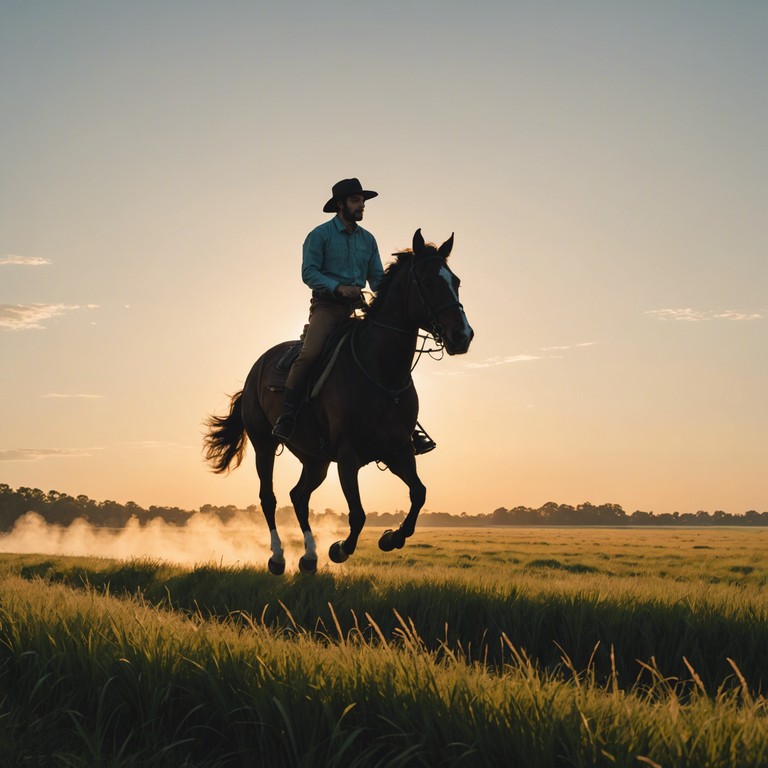 This alternative version focuses more on the energetic aspect of the ride, capturing the thrill of galloping freely across wide landscapes. It introduces faster tempos and thrilling guitar riffs to enhance the sense of escape and upbeat emotions.