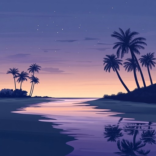 A harmonious fusion of acoustic guitar and gentle steel drums capturing the essence of a peaceful evening on a tropical island, ideal for unwinding and enjoying the serene beauty of nature