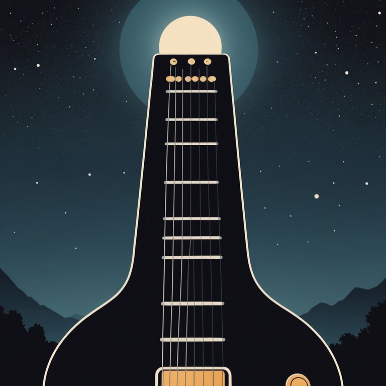 Imagine a gentle serenade by an expert blues guitarist under a clear moonlit sky. The music is smooth, with every riff and bend of the strings casting an enchanting spell that transcends ordinary experience, wrapping listeners in a blanket of calm.