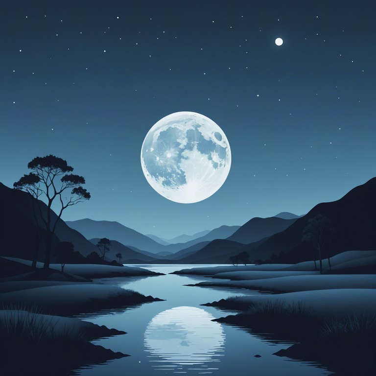 Imagine a soft piano melody that gracefully encapsulates the essence of a quiet, moonlit evening, providing a backdrop for a tranquil, reflective night.