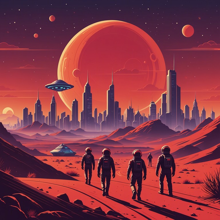 Imagine a whimsical journey across martian landscapes, where playful mambo rhythms blend with the mysterious ambiance of the red planet. This piece captures the essence of exploration and fun through lively beats and an intergalactic setting.