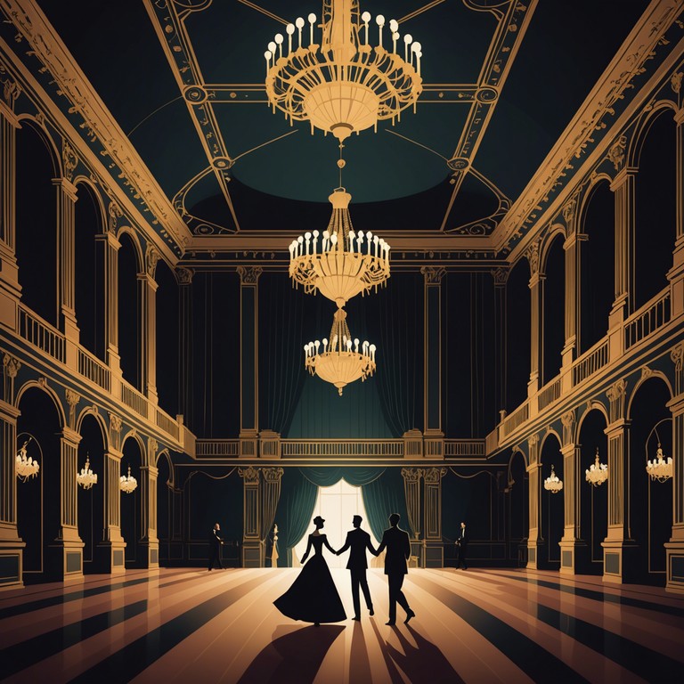 This composition evokes a mysterious, haunted atmosphere, akin to a grand old ballroom where spectral guests dance eternally. The music flows with a swirling, waltz rhythm wrapped in a veil of eerie, dark cabaret style, conjuring images of ghostly aristocrats waltzing in the shadows of candle lit chandeliers.