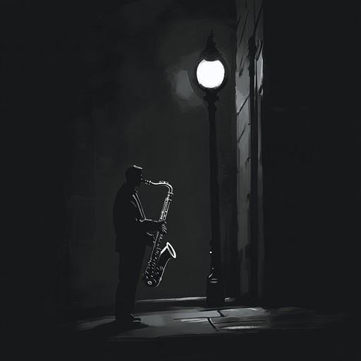 This piece weaves through the dimly lit alleyways of a 1950s jazz club, the smoky air filled with whispering shadows and intriguing melodies. A sultry saxophone leads with a smooth, evocative tone, joined by subtle piano hints and gentle brush strokes on drums, crafting an atmosphere that's both mysterious and nostalgic.