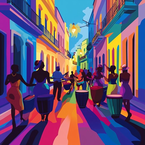 A captivating instrumental track that blends traditional afro cuban percussion with vibrant latin melodies, creating an energetic atmosphere that evokes the spirit of a street fiesta in havana. The composition features rhythmic drumming, lively brass sections, and dynamic piano riffs, inviting listeners to immerse themselves in the pulsating heart of caribbean music.