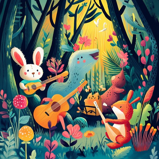 A lively instrumental that combines the quirky elements of freak folk with cheerful melodies, evoking the feeling of dancing through a magical forest filled with wonder.