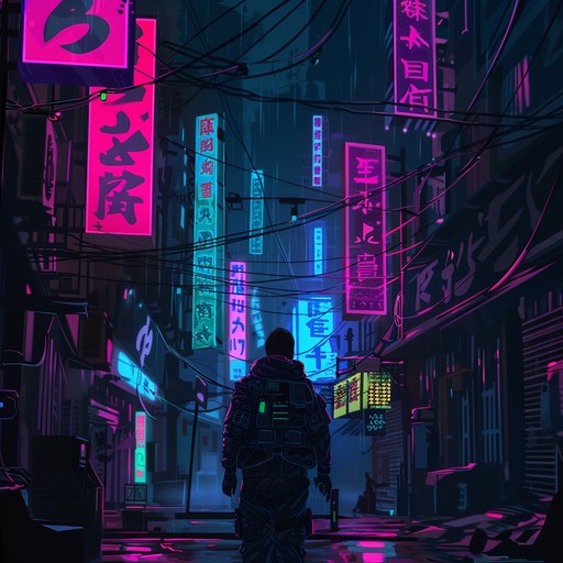 This composition features emotive synth waves harmonizing with deep basslines, set against a backdrop of cyberpunk aesthetics. It paints a vivid auditory picture of regret and introspection in a neon soaked cityscape. The melody flows like a stream of consciousness, exploring themes of loss, memory, and existential contemplation.