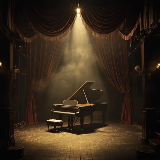 A melancholic cabaret melody featuring a sorrowful piano with lush strings, evoking a deep sense of wistfulness and reflection, ideal for scenes of quiet contemplation.