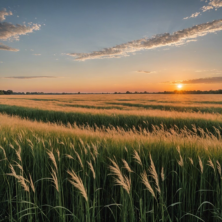 A soothing melody played on an acoustic guitar captures the expansive and tranquil essence of a sunlit prairie. This track features gentle strumming that evokes the quiet peace of nature, making it perfect for relaxation or reflective moments.