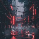 dystopian future with dark, pulsating beats and synths