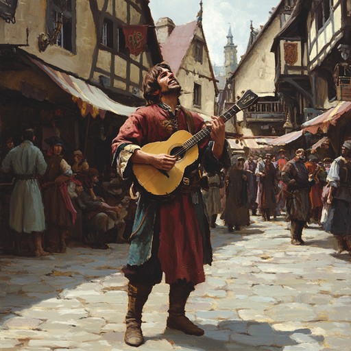 An instrumental composition with acoustic guitar at its core, conveying the noble and adventurous spirit of a medieval minstrel. The dynamic piece narrates courageous tales of knights and romance, bringing a historical authenticity to the listener with vivid medieval imagery.