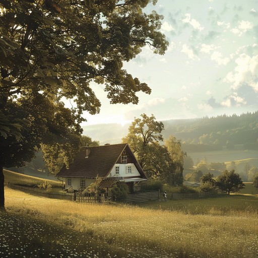 A soothing instrumental piece with gentle harmonica melodies, evoking the tranquil beauty of a summer day in the german countryside. The music gently flows, imbued with soft harmonies and elegant progressions, ideal for a peaceful and reflective ambience.