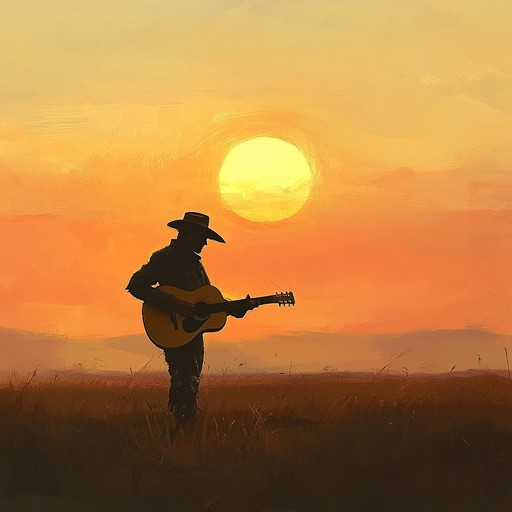 An instrumental piece that captures the essence of solitude on the prairie, with a lonely cowboy strumming his guitar as the sun sets. This melancholic melody weaves through the rustling of grass and the howl of distant wolves, embodying the quiet yet profound beauty of rural isolation.