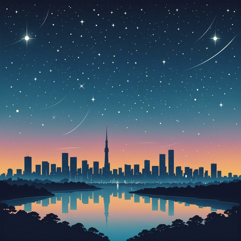 This instrumental j pop track uses majestic arrangements pairing traditional japanese instruments with modern synthesizers to create an uplifting and awe inspiring atmosphere. Infused with dynamic ascents and gentle descents, it captures the essence of a perfect evening star gazing in tokyo.