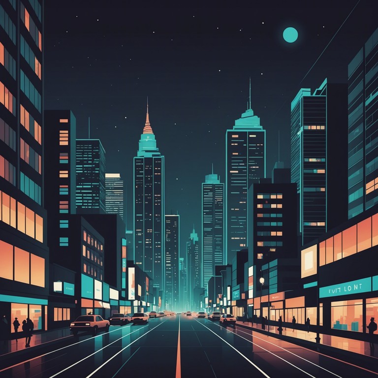 This track captures the essence of a city's heartbeat at night, echoed through pulsating rhythms. Skyscrapers tower as car lights streak below, and the distant sounds of urban nightlife blend into a vibrant, dynamic melody. The atmosphere of the city, ever awake and alive, inspires a feeling of moving through neon lit streets with brisk, cool air refreshing your senses. The music escalates like a swift subway ride through the concrete jungle.