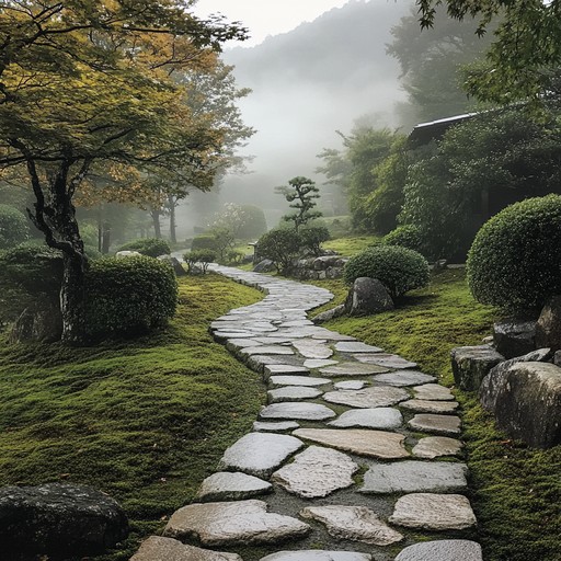 Echoes from ancient gardens explore the deeper, unvoiced emotions tied to historical japanese landscapes through ambient koto music, connecting the past's elegance with the present's contemplative aura.