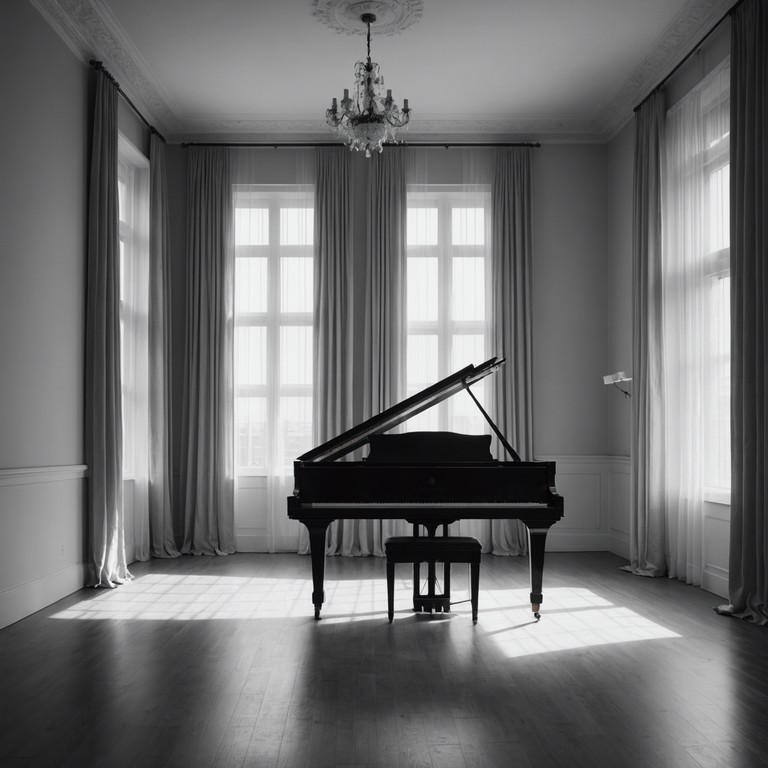 A solitary piano weaves through shadows of quiet introspection, echoing the profound silences of an anxious soul, evoking a deep emotional journey into the self.