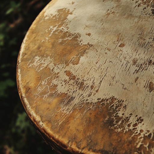 Imagine a drum, deep in the woods, each beat is a voice from the past speaking through the leaves and ancient trees in a language of echoes and rhythms, crafting aural tapestries that celebrate the spirit of the forest.