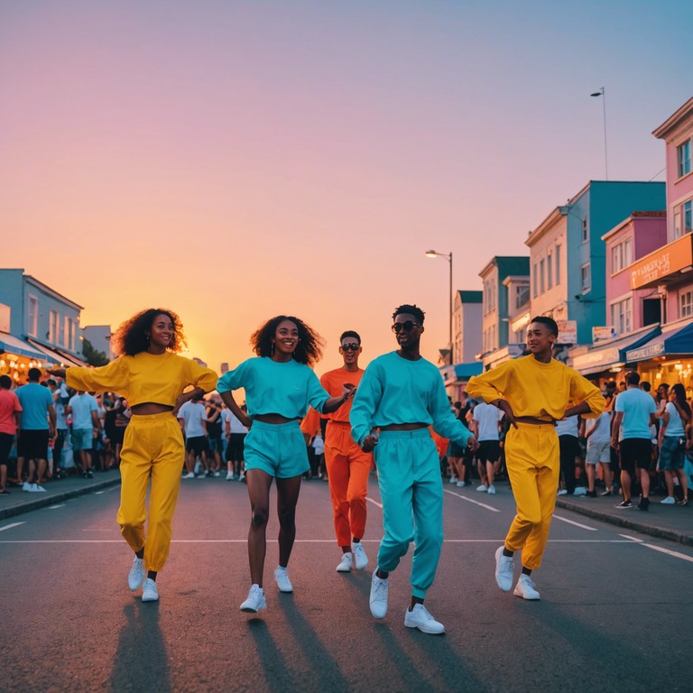 This track combines the lively beats of salsa with the traditional rhythms of cumbia, invoking the imagery of a colorful street festival as the sun sets. The music is both inviting and invigorating, encouraging listeners to dance with each note. Instruments include claves, maracas, and upbeat brass sections complemented by a rhythmic guitar that guides the melody.