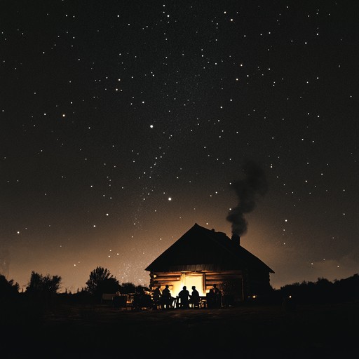 As dusk settles, the echoes of a harmonica intertwine with the gentle murmur of a gathering, weaving a tapestry of joy and celebration that resonates through the cool night air.