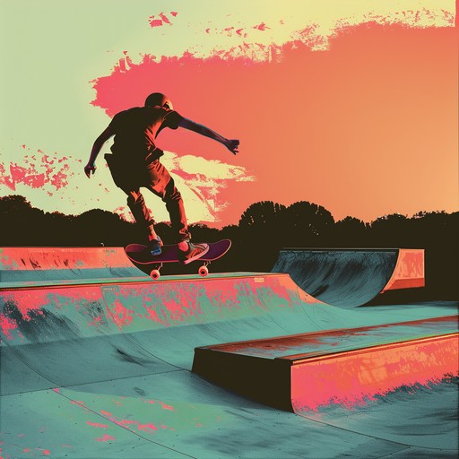 The track embodies the spirit of a summer day at a bustling skatepark, with the rhythmic clatter of skateboards blending into a high-energy, rebellious musical journey. It portrays the essence of freedom and youth, infused with gritty guitar riffs and adrenaline-pumping beats.