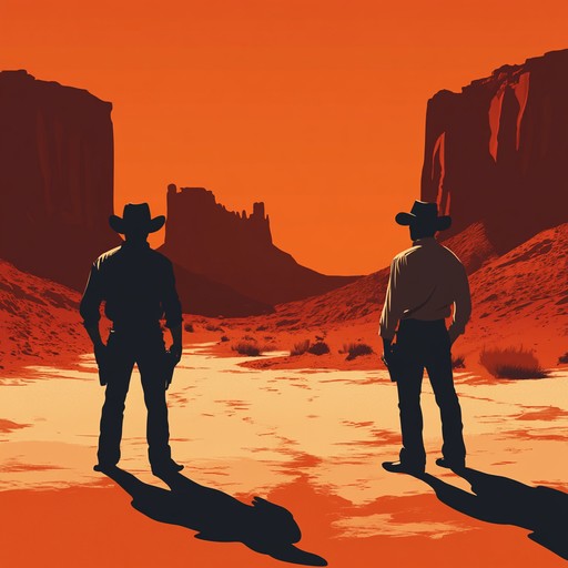 An evocative instrumental capturing the essence of a wild west showdown, featuring powerful guitar riffs and percussive elements that replicate horse gallops and gunshots. The track builds intensity, portraying the high stakes and anticipation of a cowboy duel under the desert sun. This piece serves as an ideal backdrop for action and adventure.